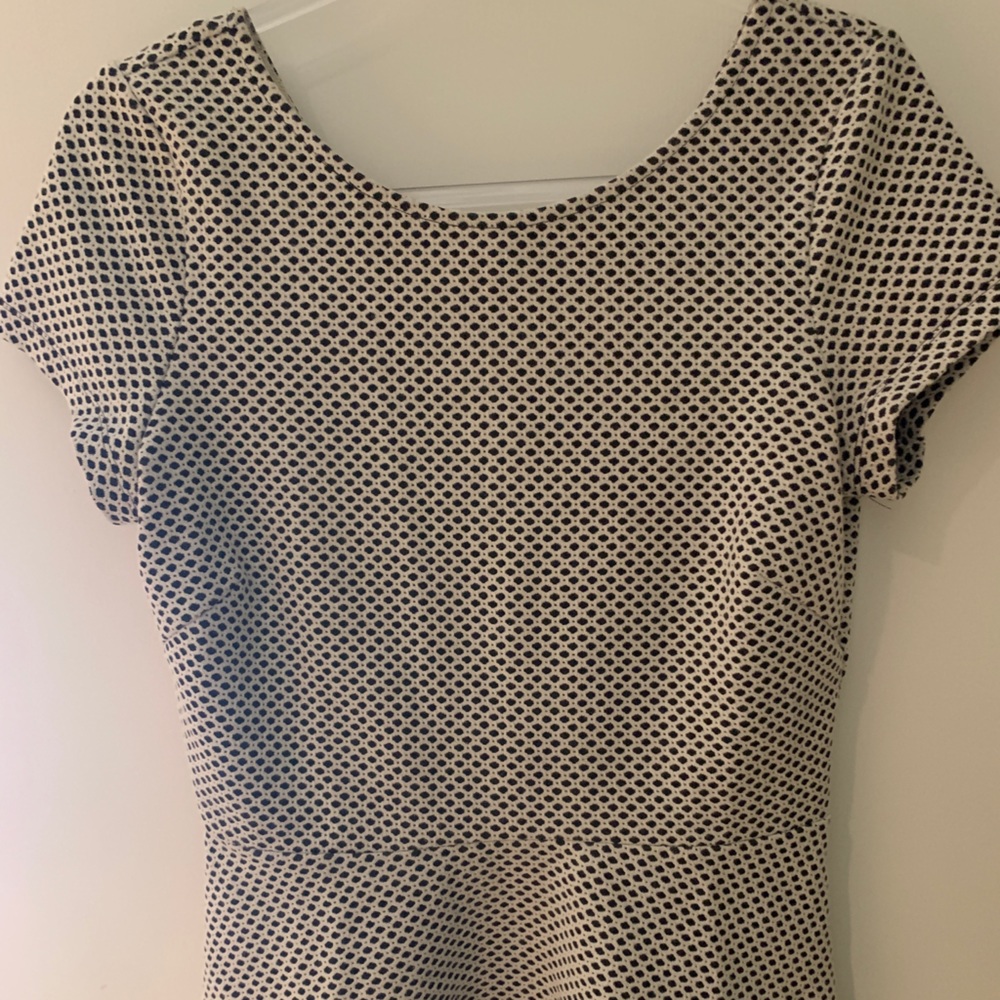 Banana Republic cream & black polka dot peplum top